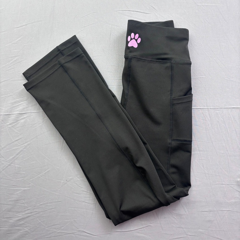 The Animal Rescue Site Black Paw Print Pocket Leggings High Waisted Size M